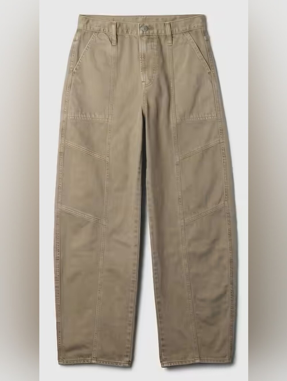 NWT GAP High Rise Barrel Utility Carpenter Jeans in Flannel Taupe/ Khaki Petite